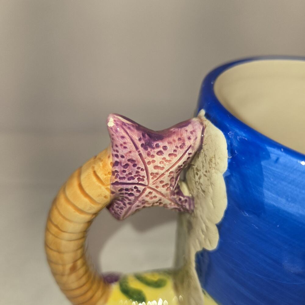 3D Dolphin Ocean Beach Ceramic & Porcelain Mug w/ Handle, Blue/Beige - Picture 4 of 8